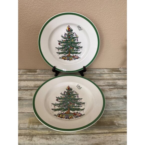 Spode Christmas Tree 10¾" Dinner Plates Set of 2 S3324-A8 - Picture 1 of 9